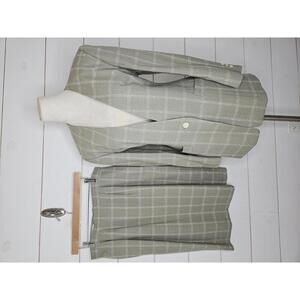 Vintage Barrie Pace size 12 grey & white pure wool skirt suit